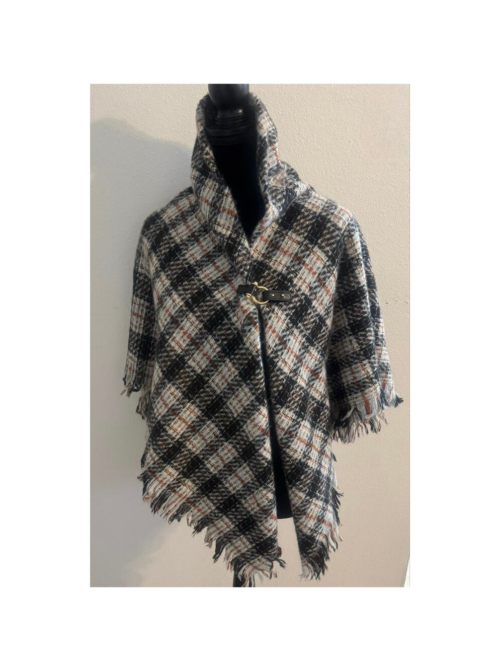 Designer x Marc New York by Andrew Marc plaid toggle cape wrap poncho OSFA Multi
